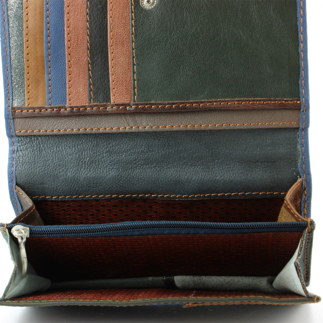 Real Leather Colourful Purse Wallet - Blue