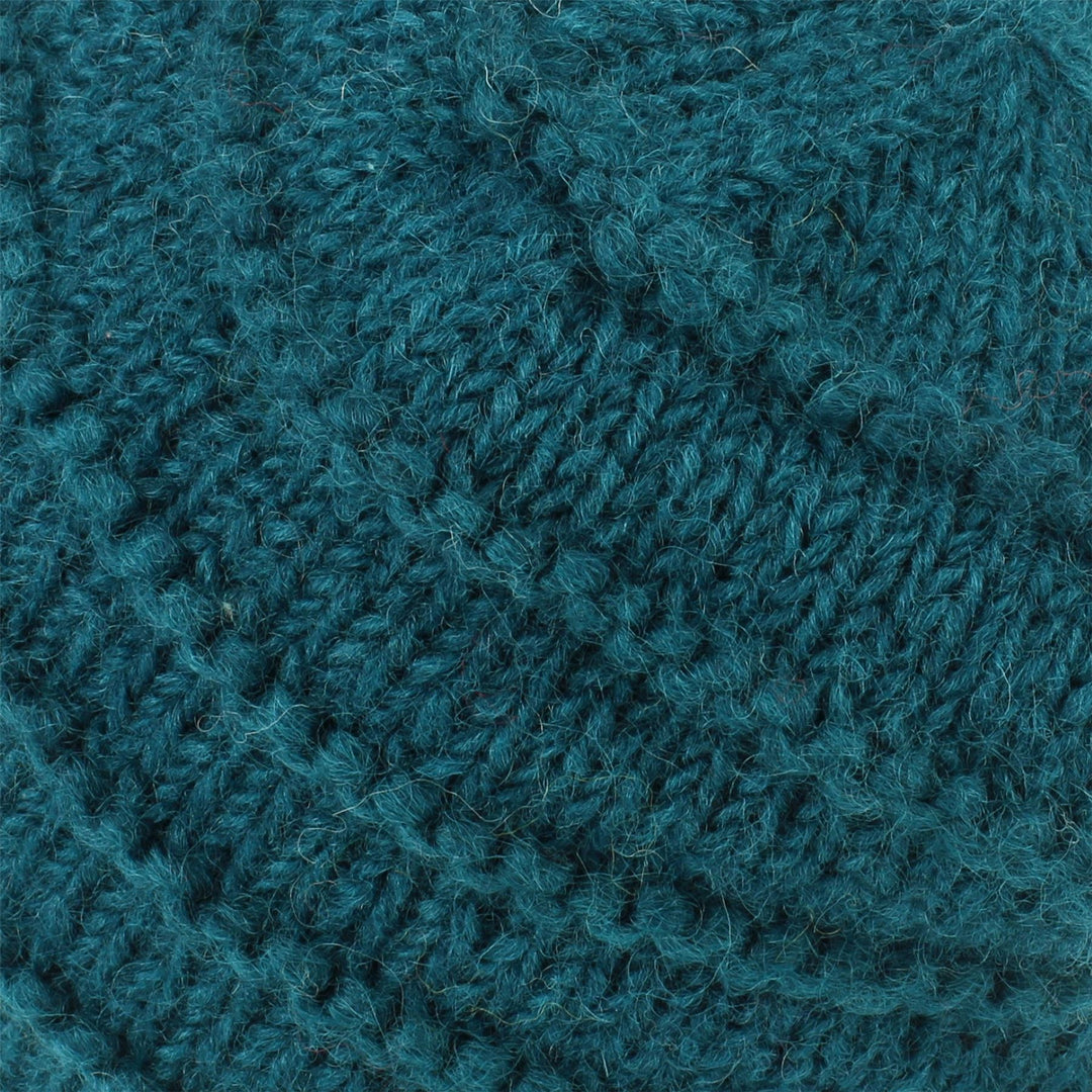 Chunky Ribbed Wool Knit Beanie Hat with Space Dye Design - Teal