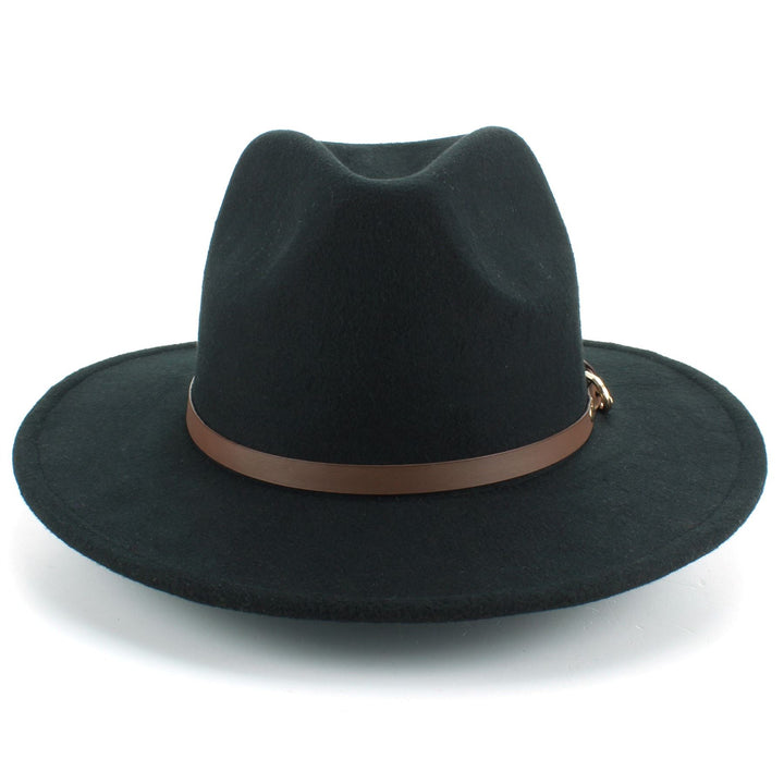 Fedora Hat with Faux Leather Band - Black