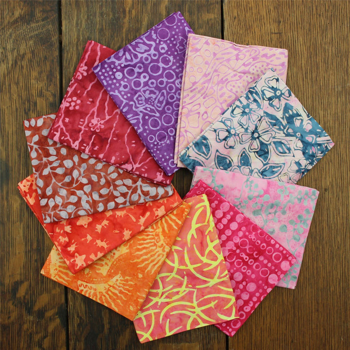 Fat Quarter - 10 Pieces of 19" x 20" Cotton Batik