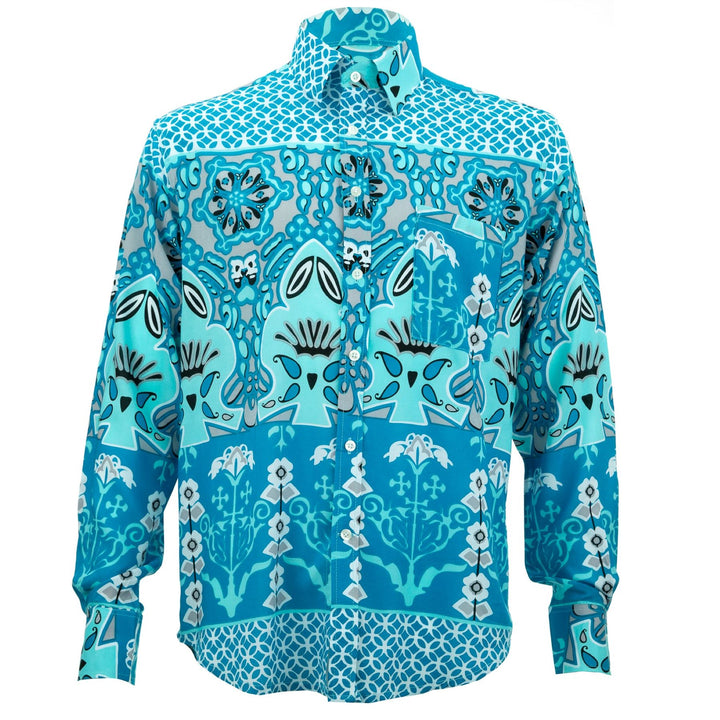 Regular Fit Long Sleeve Shirt - Geometric Damask