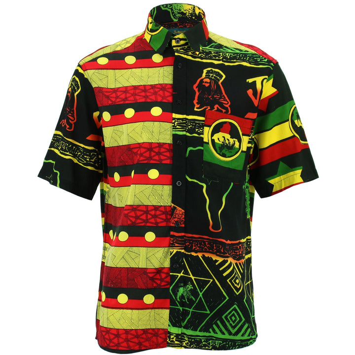 Regular Fit Short Sleeve Shirt - Random Mixed Panel - Rasta