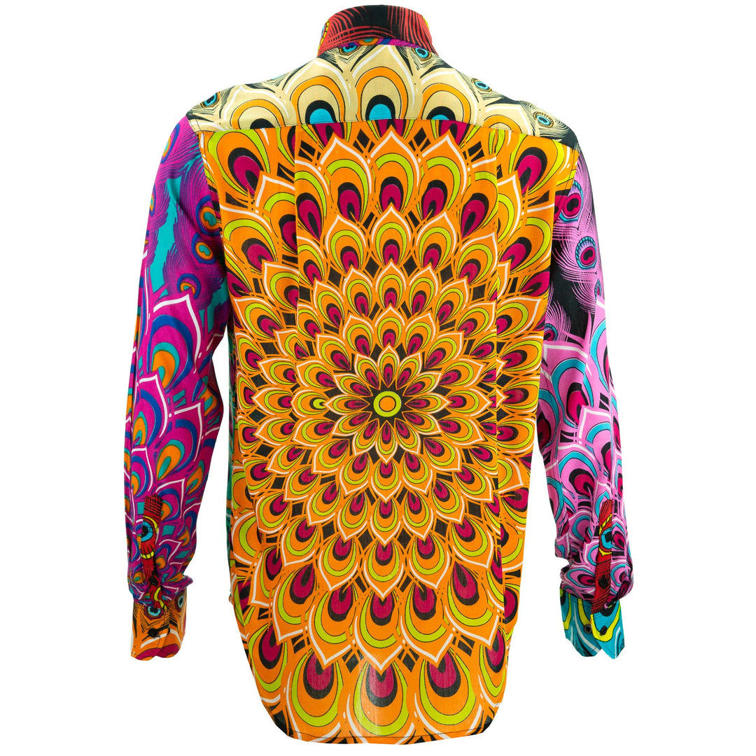 Regular Fit Long Sleeve Shirt - Peacock Mandala - Random Mixed Panel