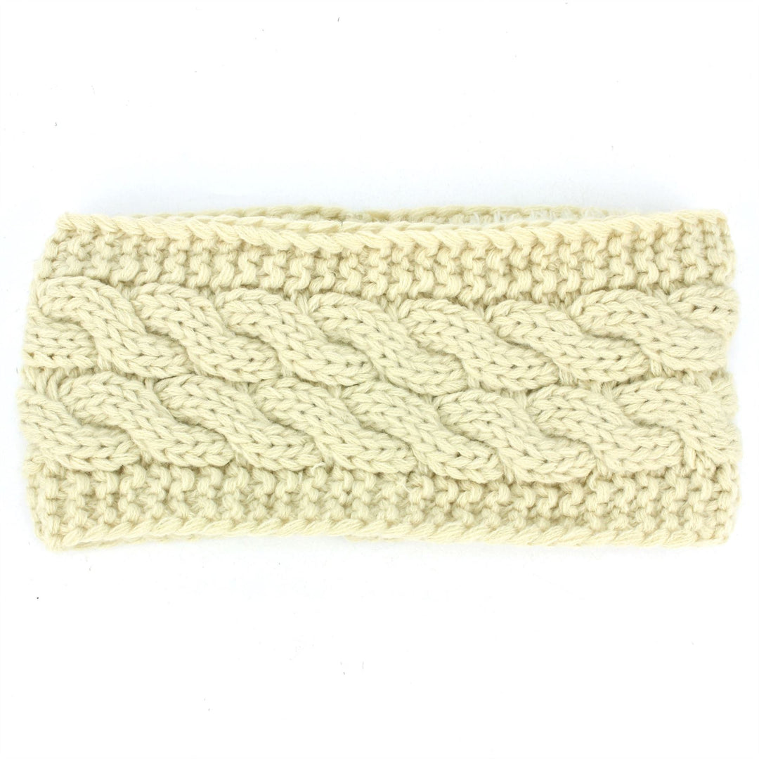 Knitted Ribbed Headband - Cream