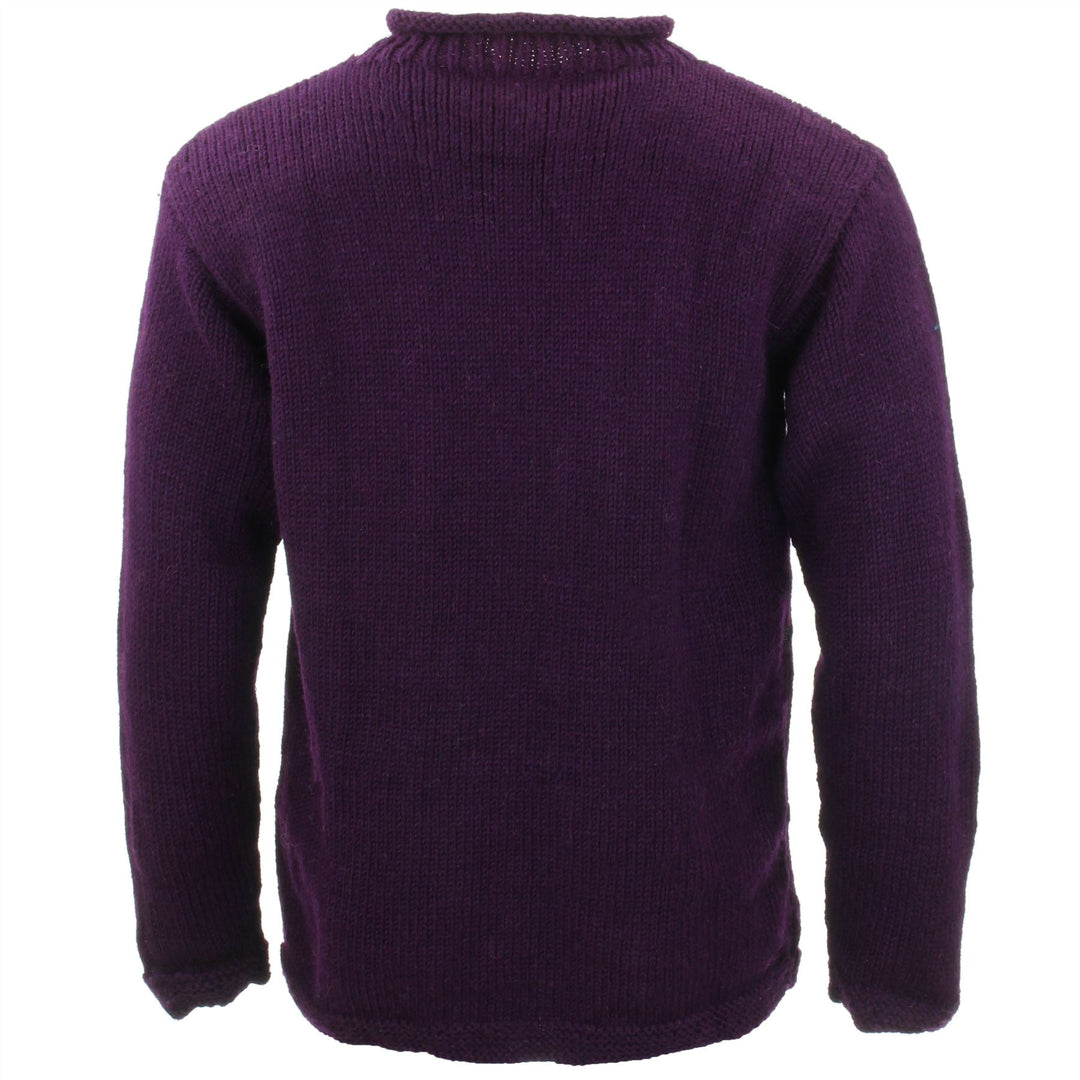 Hand Knitted Wool Jumper - Plain Purple