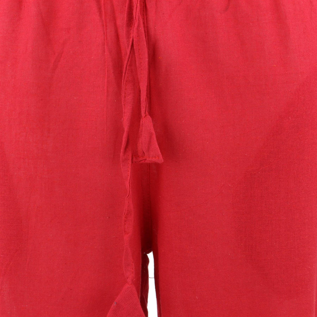 Classic Nepalese Lightweight Cotton Plain Trousers Pants - Red