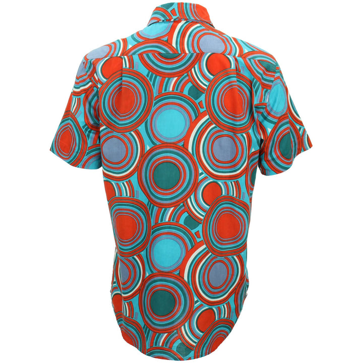 Regular Fit Short Sleeve Shirt - Retro Circle Red Teal