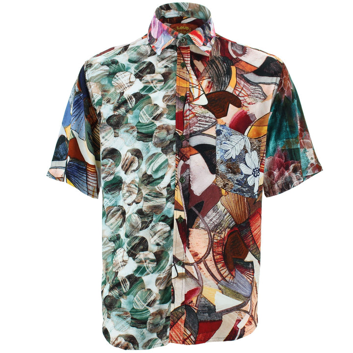 Regular Fit Short Sleeve Shirt - Random Mixed Panel - Abstract