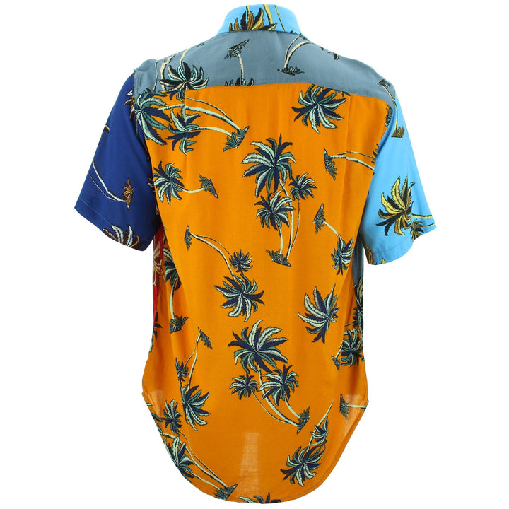 Regular Fit Short Sleeve Shirt - Random Mixed Panel - Palm Trees