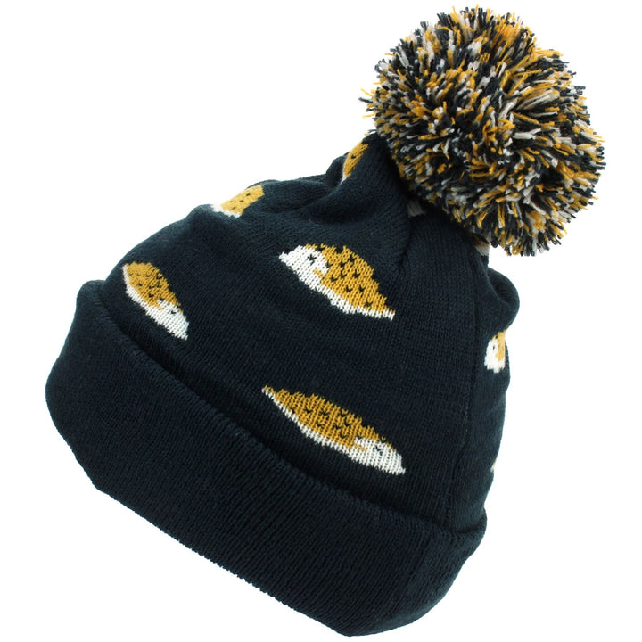 Kids Animal Bobble Beanie Hat - Navy