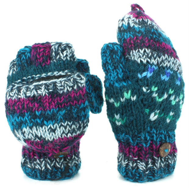 Wool Knit Fingerless Dye Shooter Gloves LoudElephant – Space - (Rainbow)
