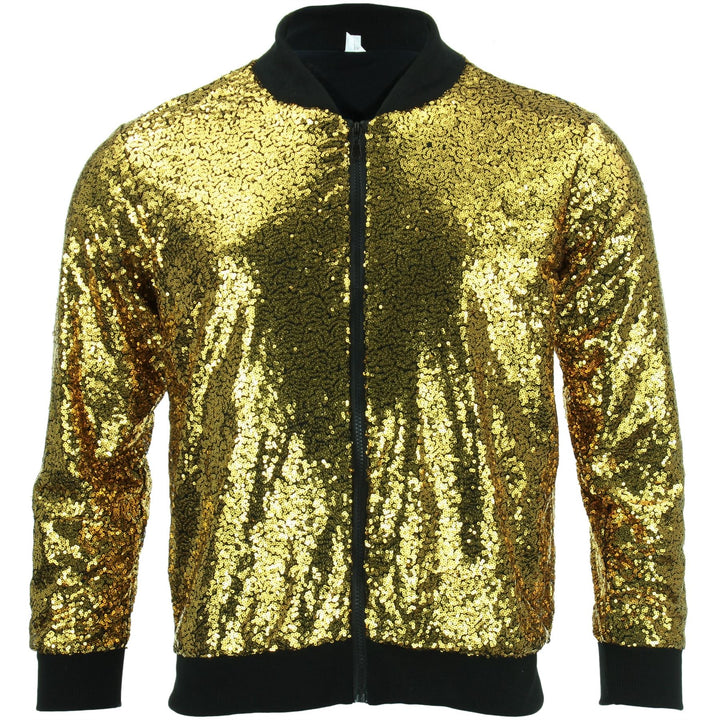 Unisex Sequin Bomber Jacket - Gold