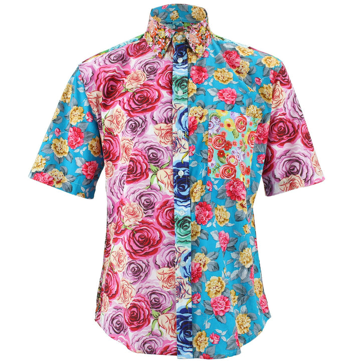 Regular Fit Short Sleeve Shirt - Random Mixed Panel - Floral