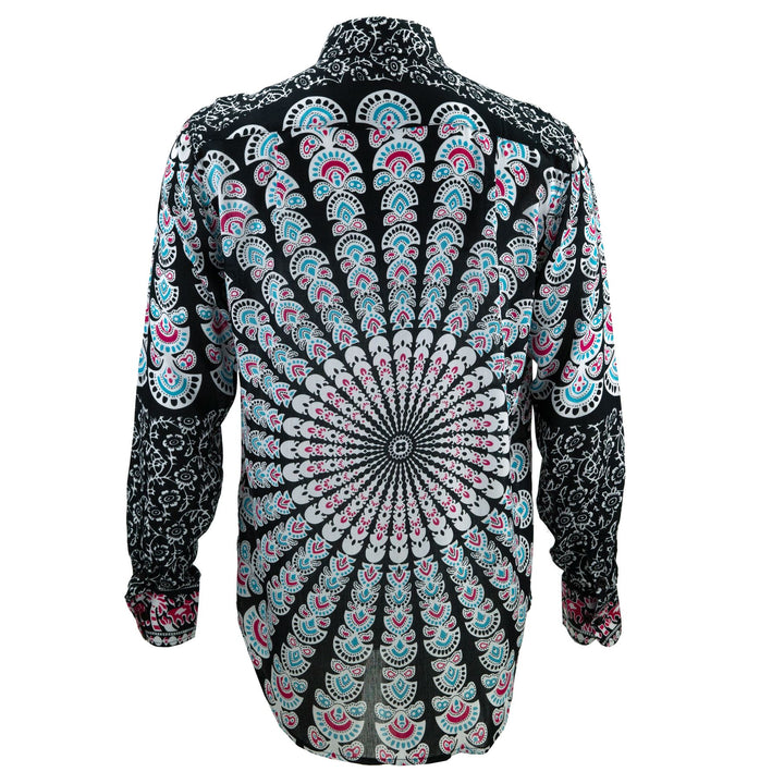 Regular Fit Long Sleeve Shirt - Mandala - Black White