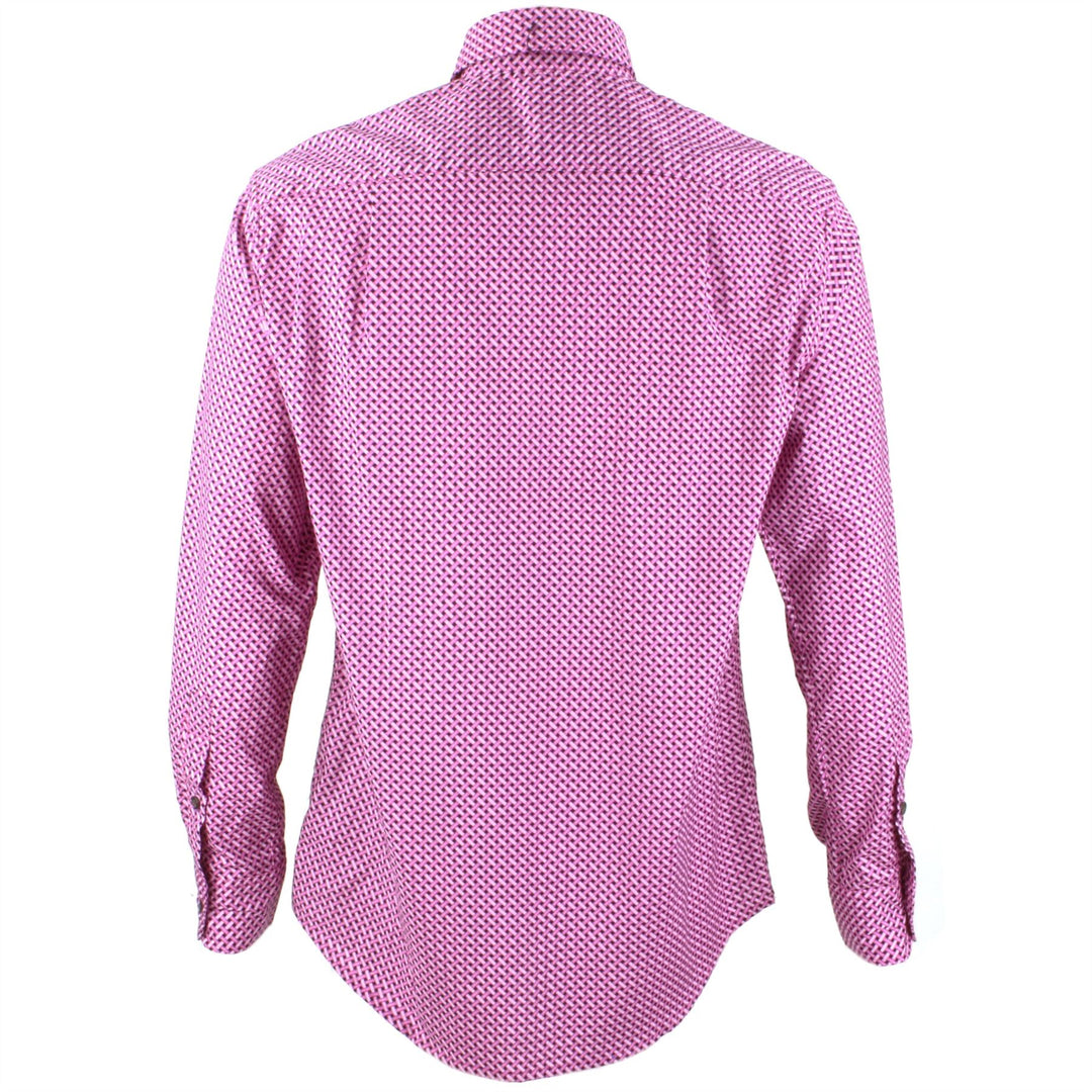 Regular Fit Long Sleeve Shirt - Pink & Purple Crosshatch