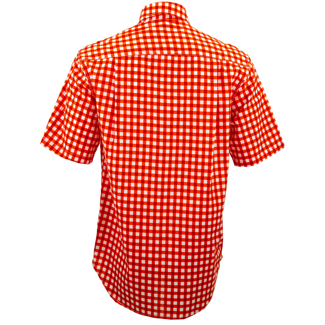 Regular Fit Short Sleeve Shirt - Gingham Check - Orange