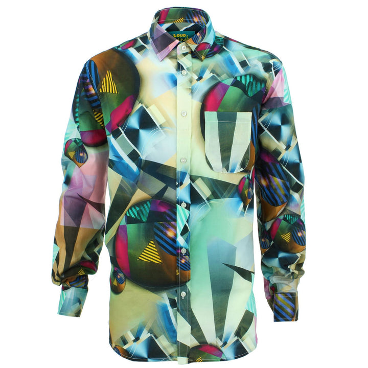 Regular Fit Long Sleeve Shirt - Red & Green Abstract