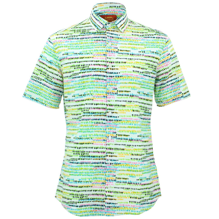 Tailored Fit Short Sleeve Shirt - Diamond Lines