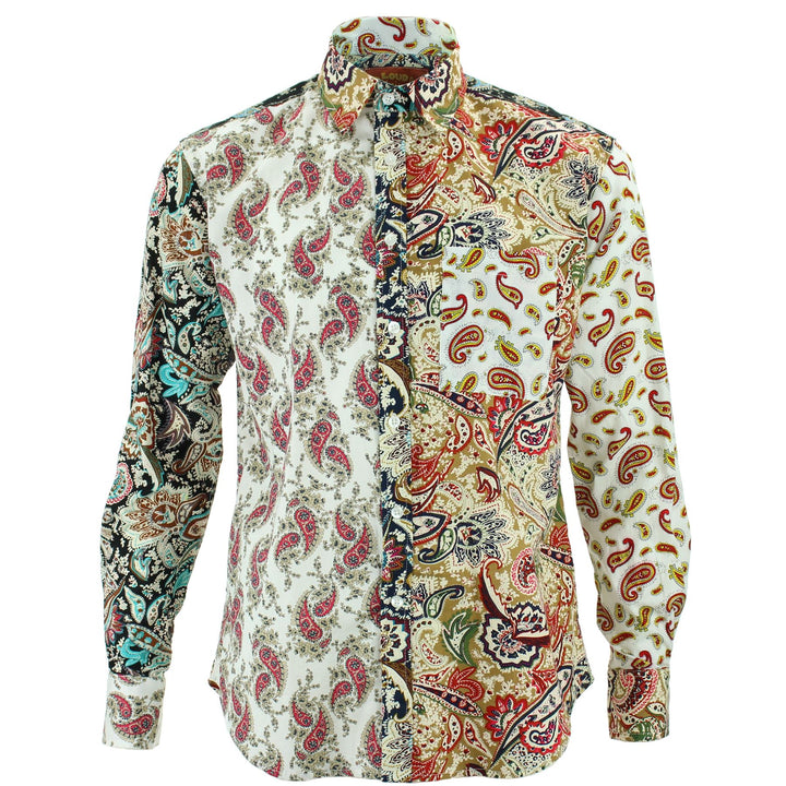 Regular Fit Long Sleeve Shirt - Random Mixed Panel - Paisley