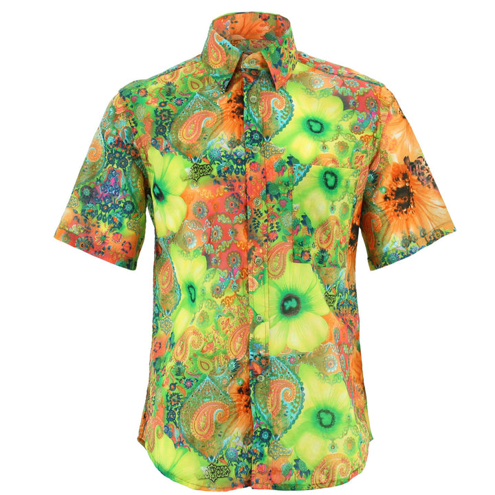 Regular Fit Short Sleeve Shirt - 60s Paisley Pastels