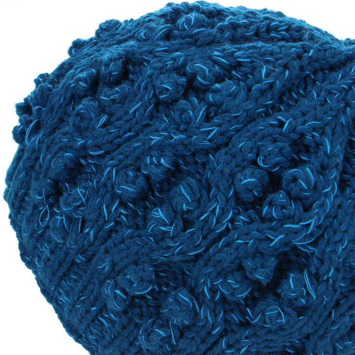 Acrylic Knit Beanie Hat - Blue