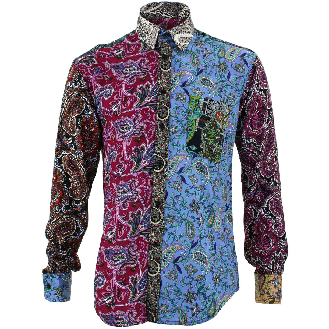 Regular Fit Long Sleeve Shirt - Random Mixed Panel - Paisley