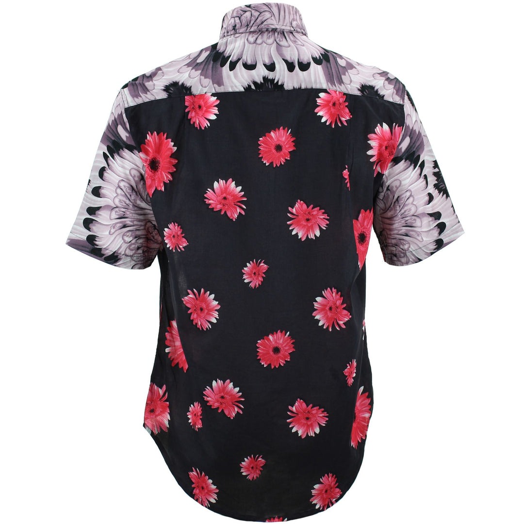 Regular Fit Short Sleeve Shirt - Random Mixed Panel - Flowers & Feathers