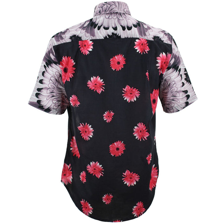 Regular Fit Short Sleeve Shirt - Random Mixed Panel - Flowers & Feathers