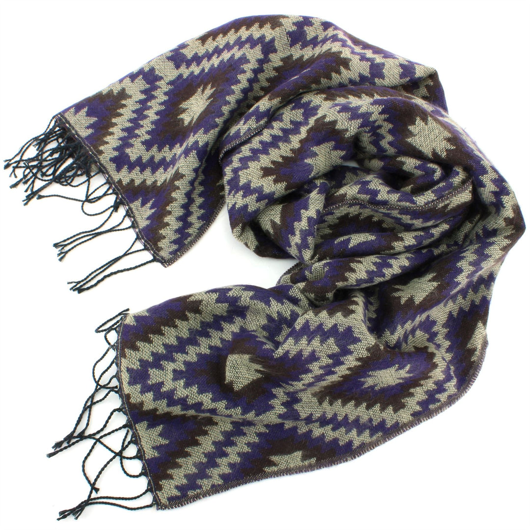 Aztec Pattern Soft Scarf - Purple