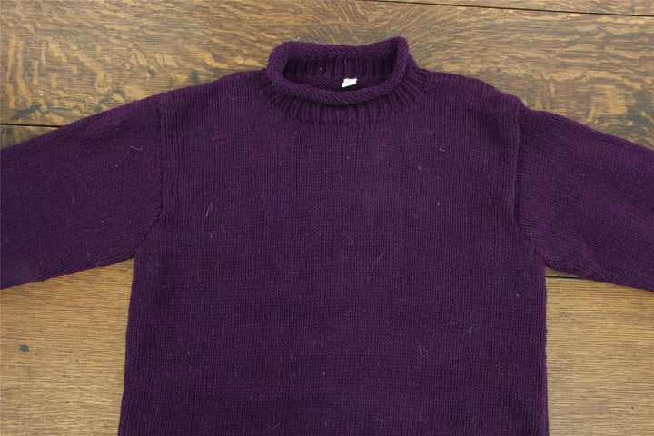 Hand Knitted Wool Jumper - Plain Purple