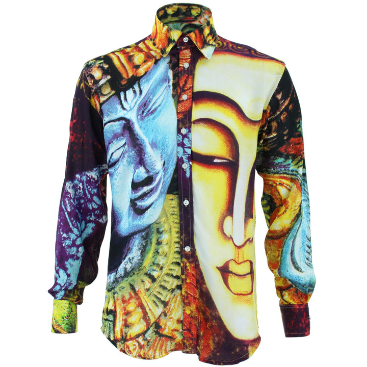 Regular Fit Long Sleeve Shirt - Random Mixed Panel - Buddha