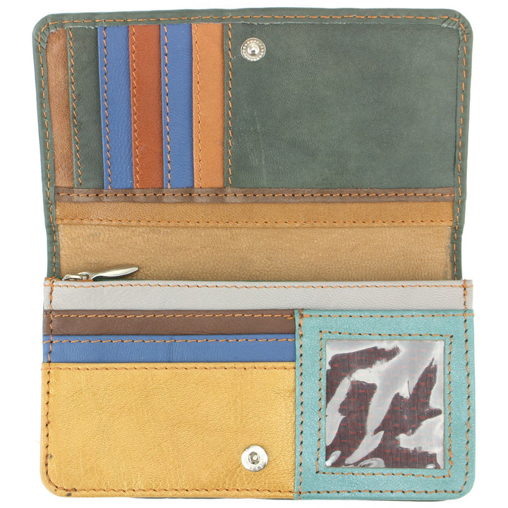 Real Leather Colourful Purse Wallet - Green