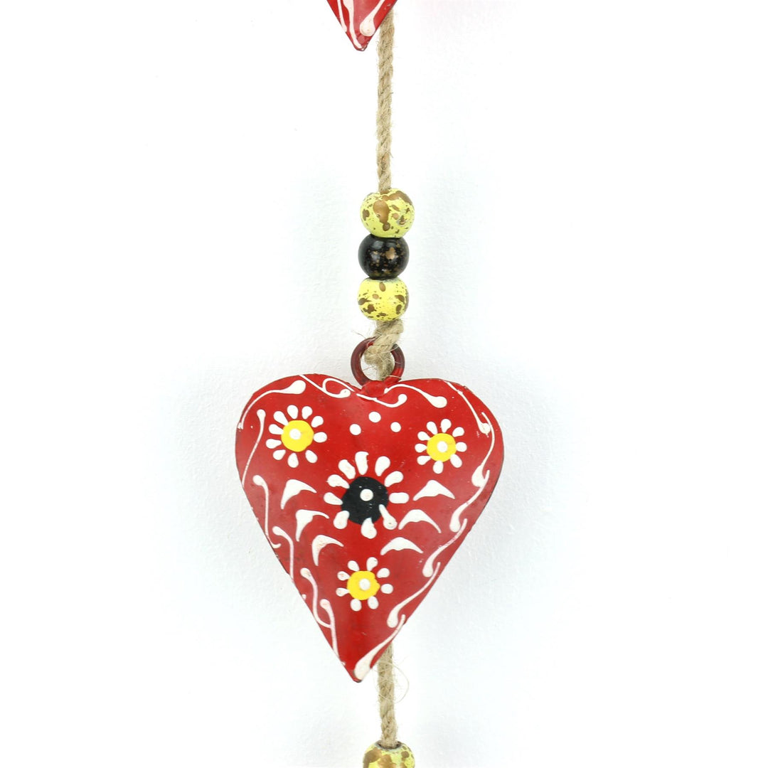 Hanging Mobile Decoration String of Hearts - Red - Sand String