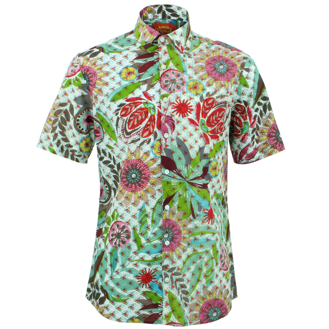 Slim Fit Short Sleeve Shirt - Transparent Floral