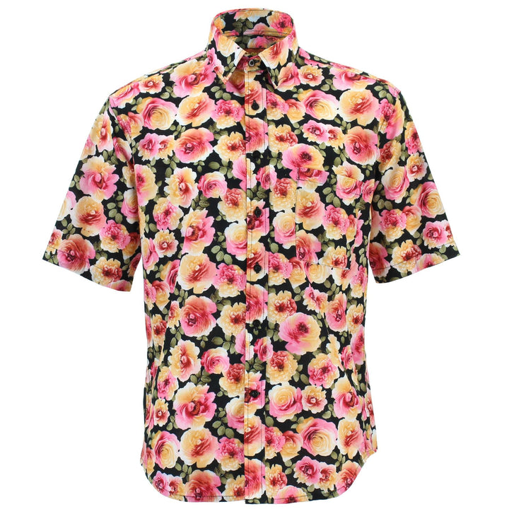 Regular Fit Short Sleeve Shirt - Blooming - Pink Yellow