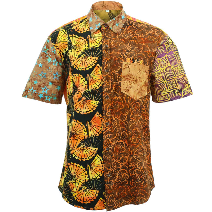 Regular Fit Short Sleeve Shirt - Random Mixed Batik - Orange