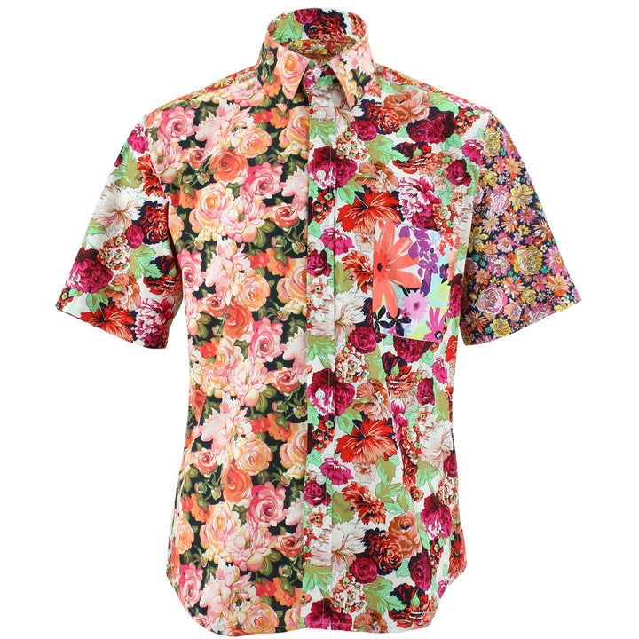 Regular Fit Short Sleeve Shirt - Random Mixed Panel - Floral