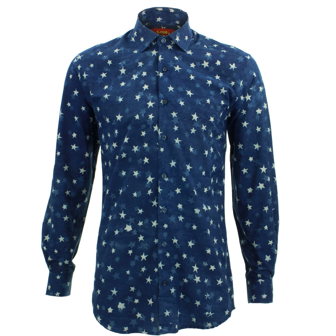 Slim Fit Long Sleeve Shirt - Block Print - Stars