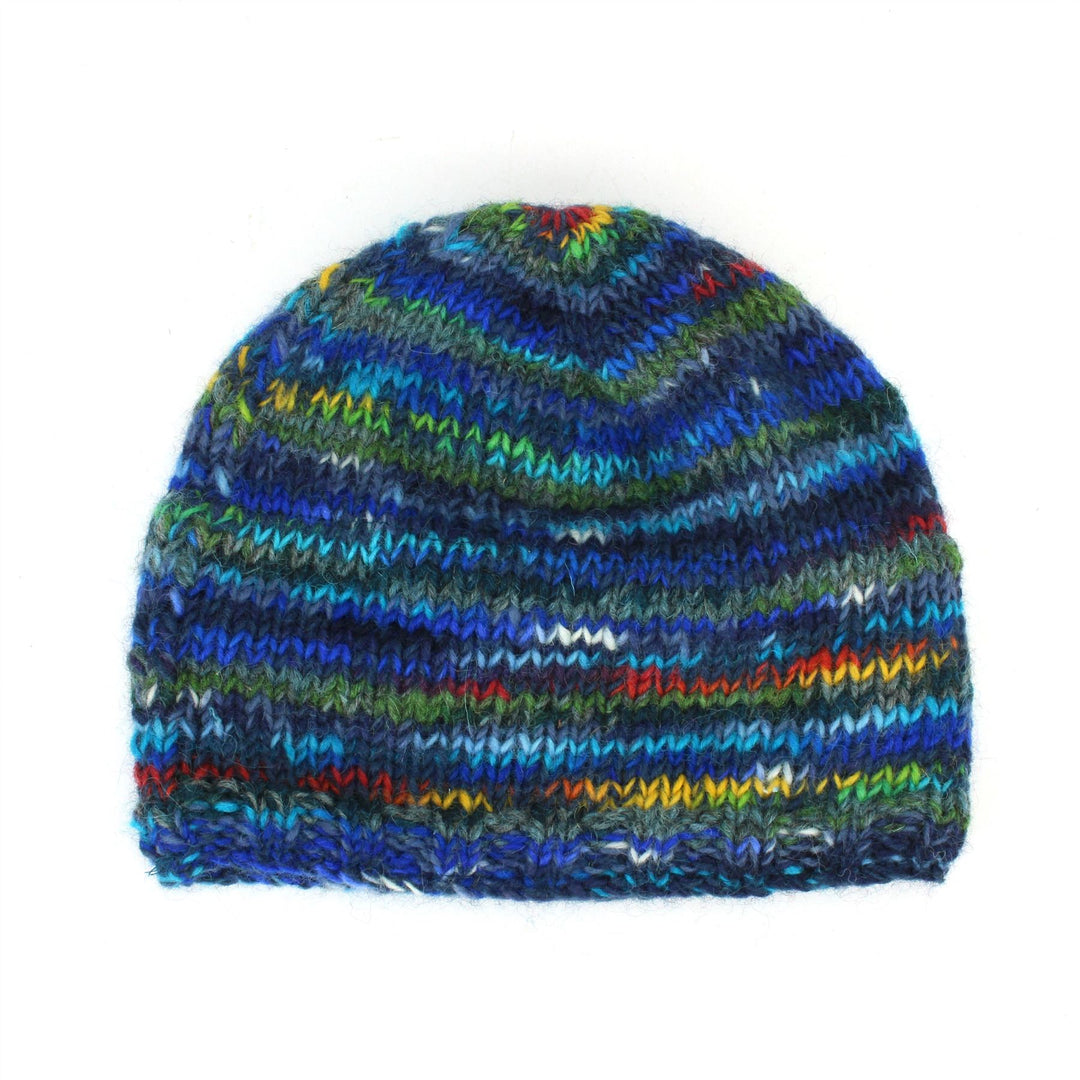 Wool Knit Beanie Hat - SD Dark Blue Mix