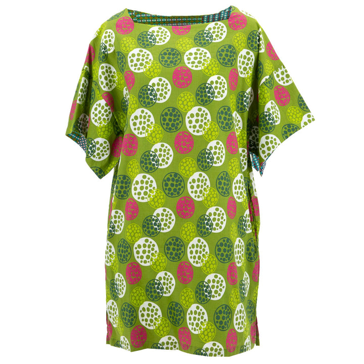 Modern Kimono Pocket Dress - Lime Cluster