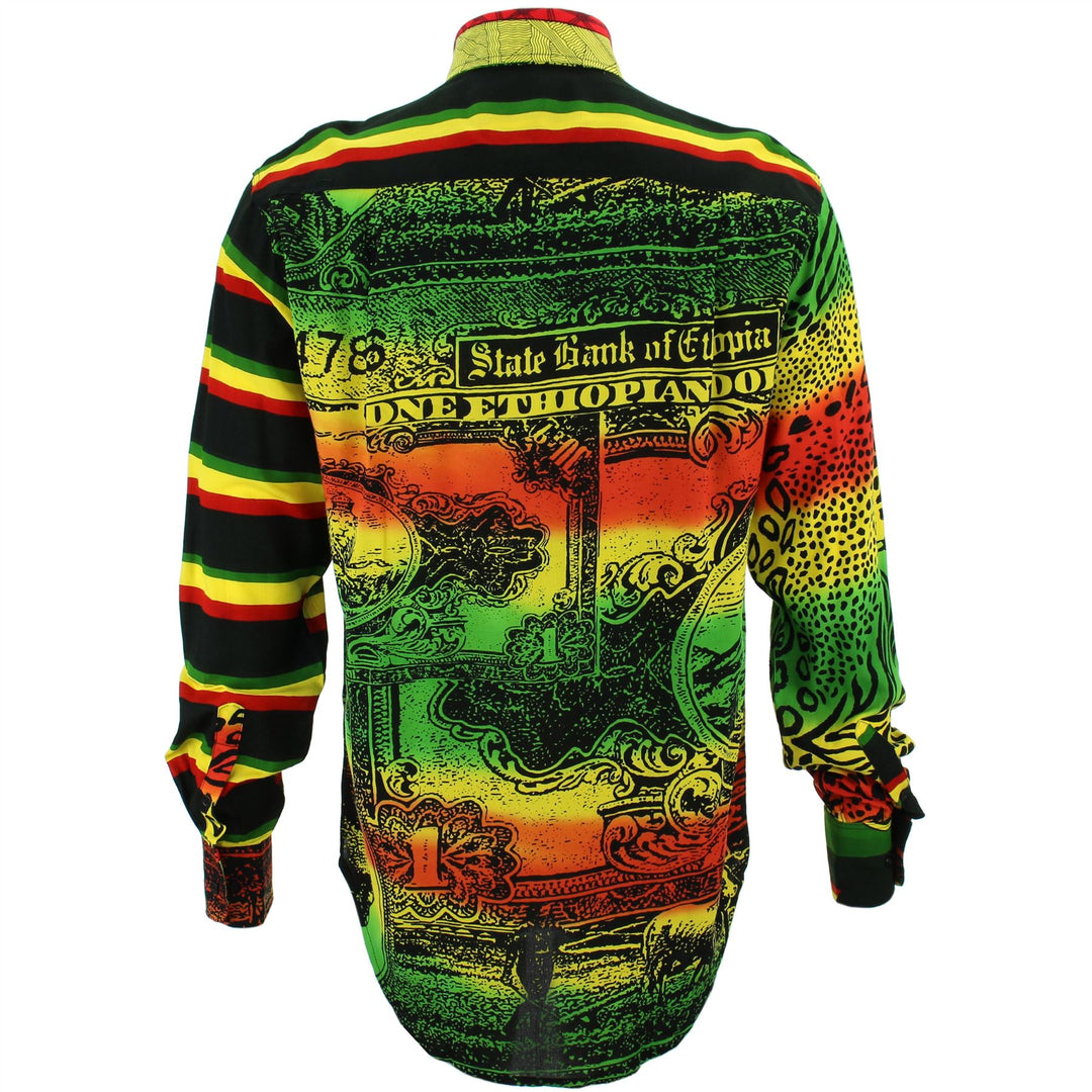 Regular Fit Long Sleeve Shirt - Random Mixed Panel - Rasta