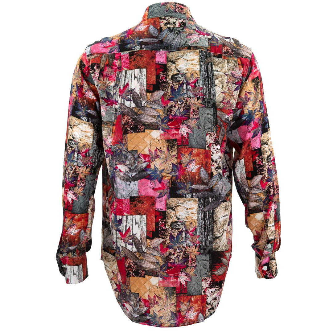 Regular Fit Long Sleeve Shirt - Autumn Patchwork - Red