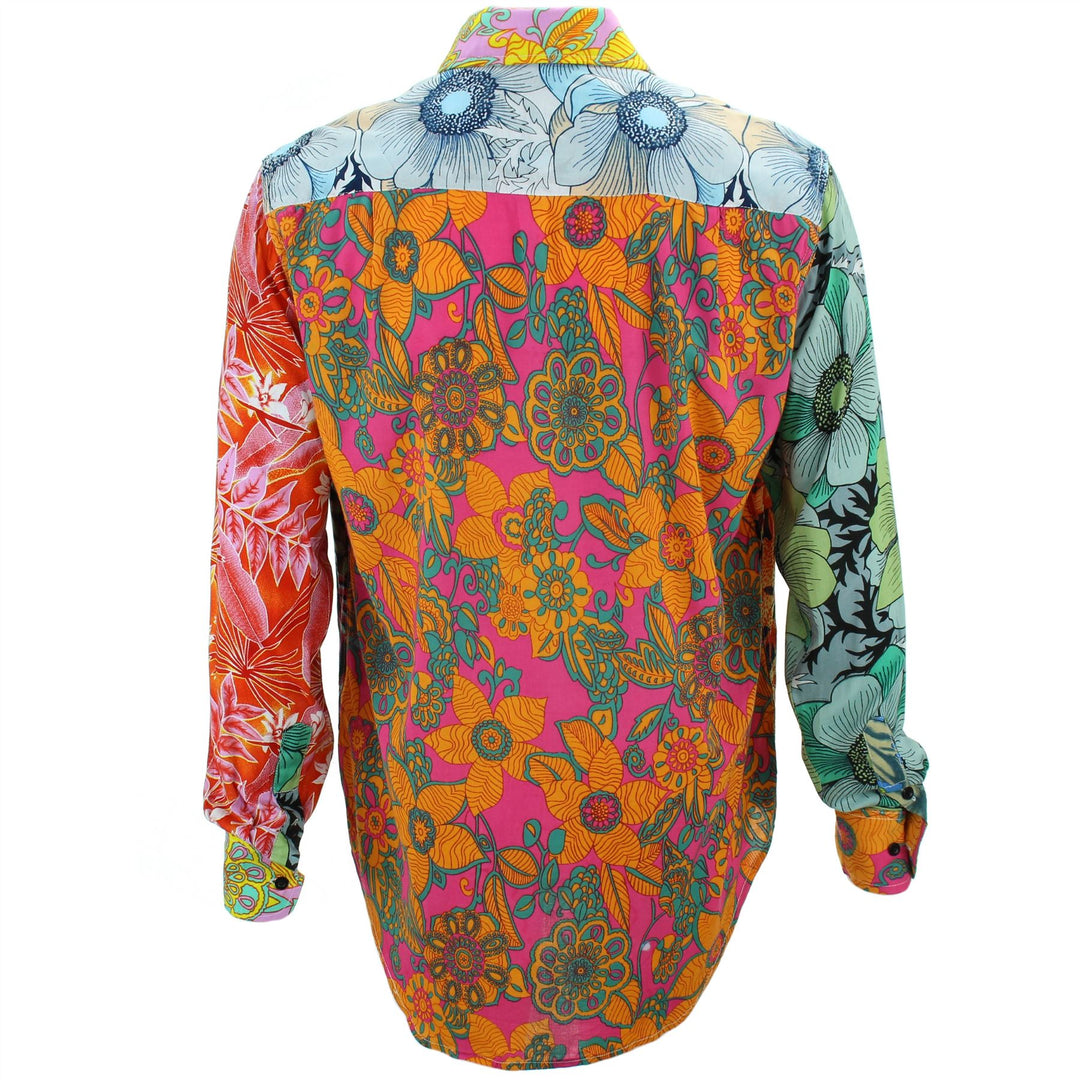 Regular Fit Long Sleeve Shirt - Random Mixed Panel - Neon Floral