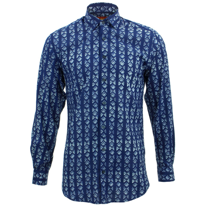 Tailored Fit Long Sleeve Shirt - Block Print - Farfalle