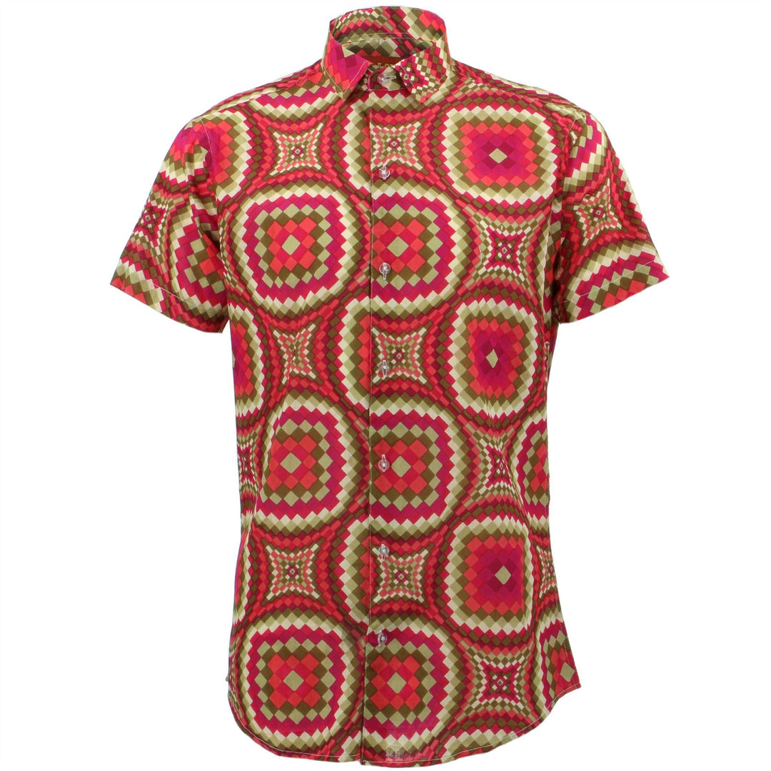 Tailored Fit Short Sleeve Shirt - Red Illusion