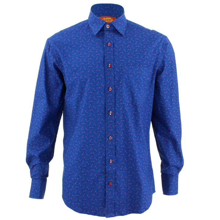 Regular Fit Long Sleeve Shirt - Blue Abstract Seedpods