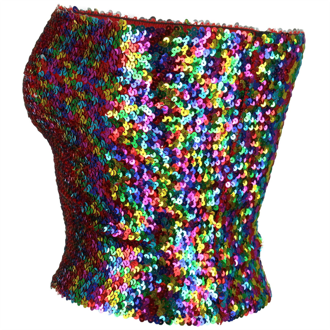 Sequin Strapless Top - Rainbow