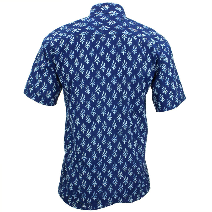 Tailored Fit Short Sleeve Shirt - Block Print - Seaweed