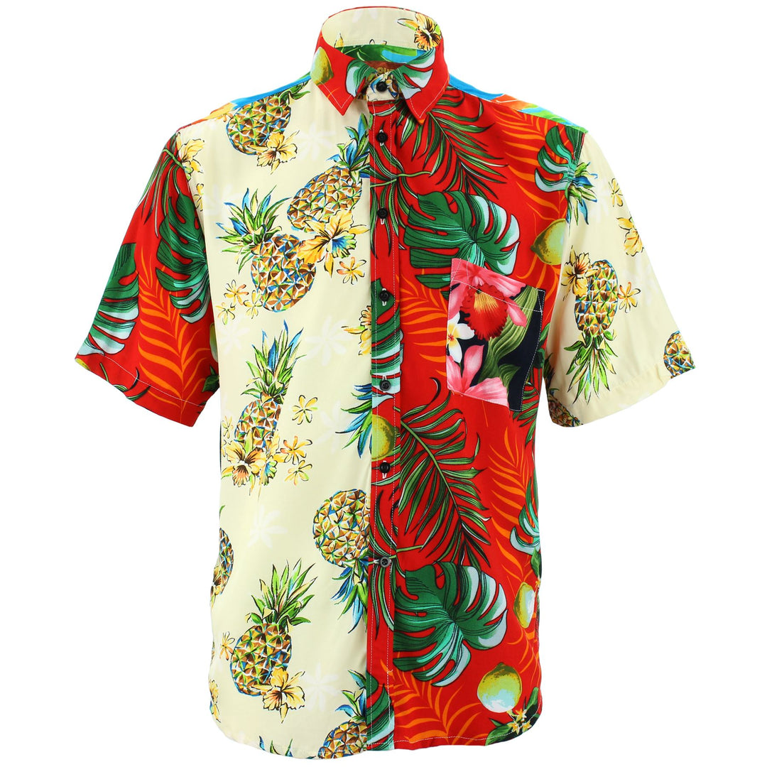 Regular Fit Short Sleeve Shirt - Random Mixed Panel - Tropical