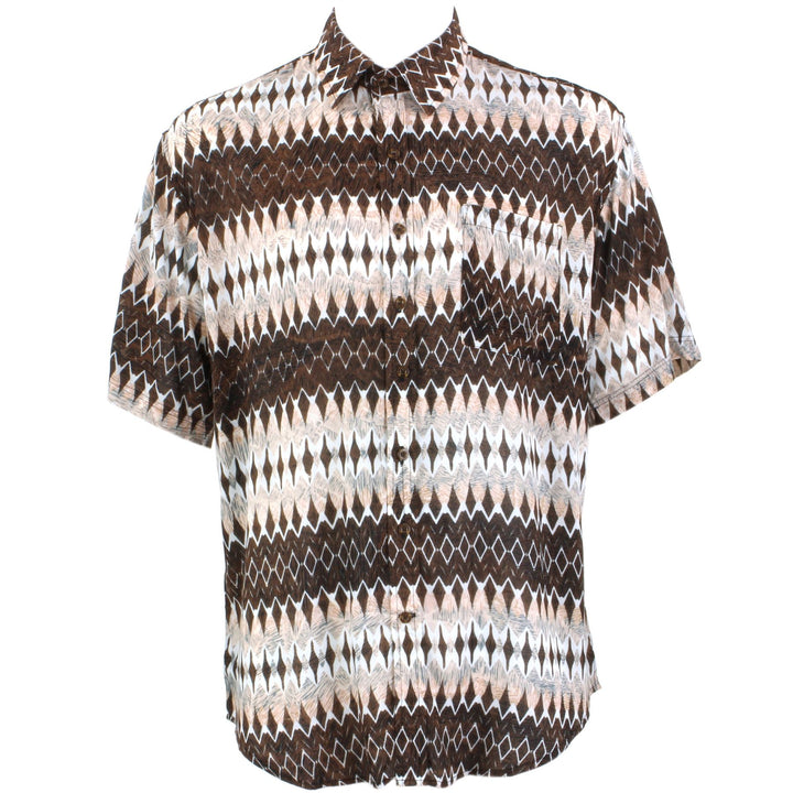 Regular Fit Short Sleeve Shirt - Brown Diamonds